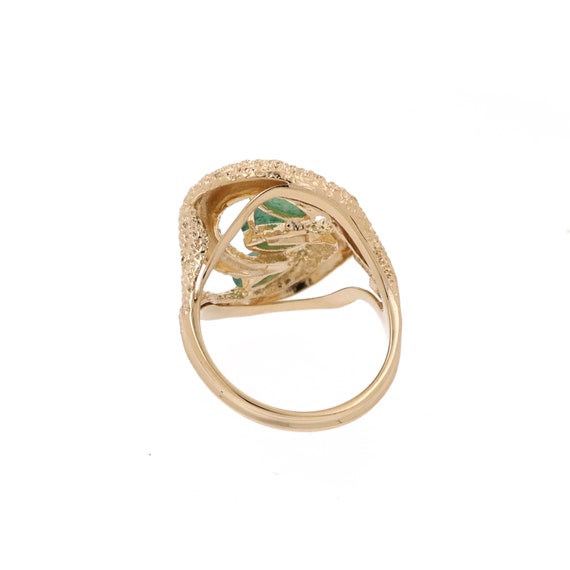 3-Stone Jade Chrysoprase Gemstone Statement Ring … - image 3