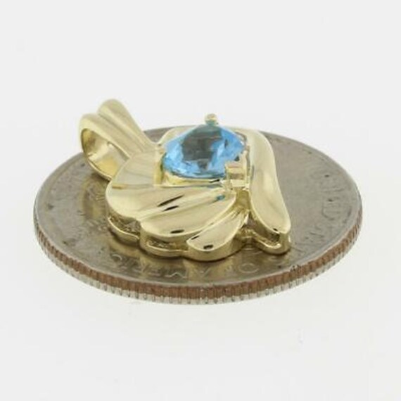 Estate Heart Shape Blue Topaz Gemstone Diamond Pe… - image 5