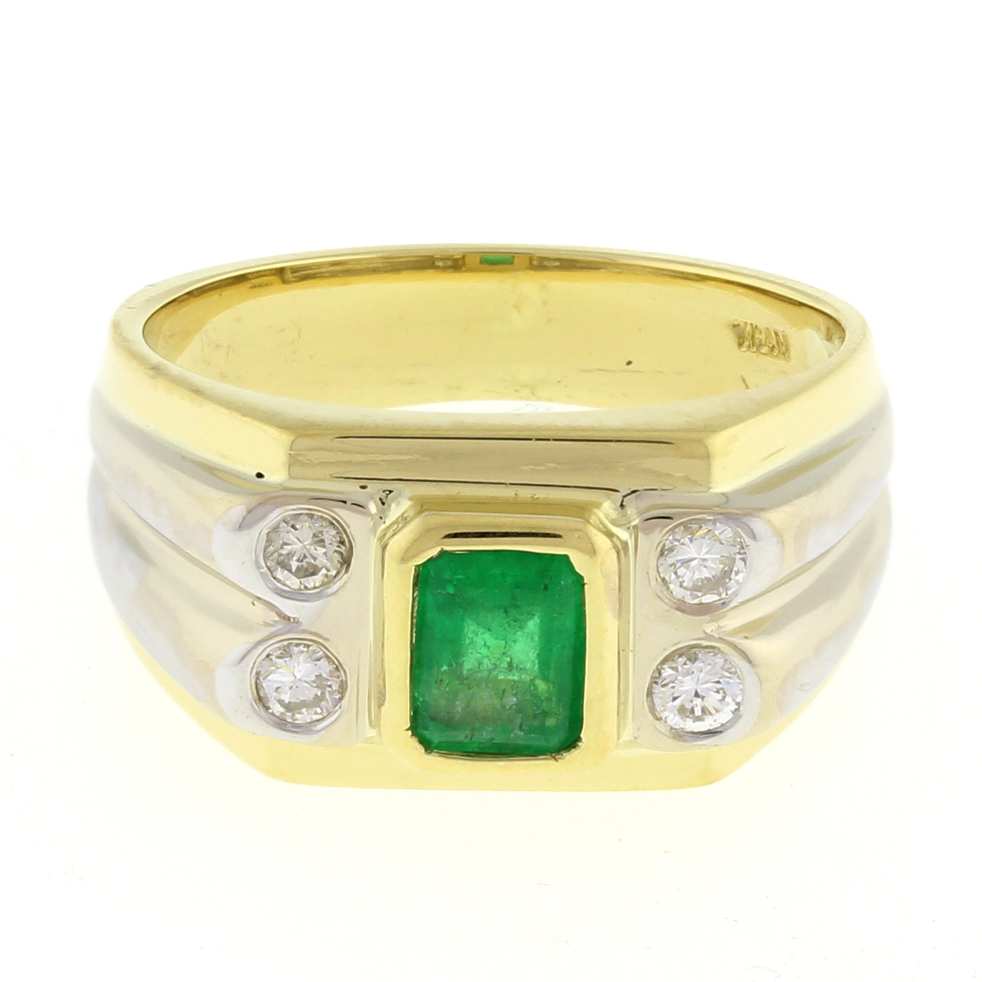 Estate Emerald Diamond 18K Two-Tone Gold Dress Ring 1.10 CTW | Etsy