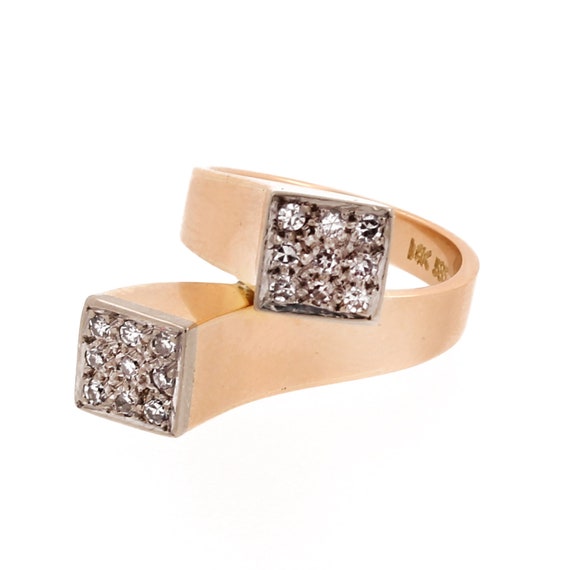 0.50 CTW Diamond Square Bypass Ring 14K Two-Tone … - image 4
