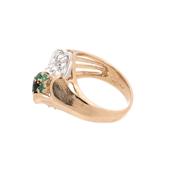 Emerald Diamond Ring Cocktail 14K Gold 0.68 CTW S… - image 4