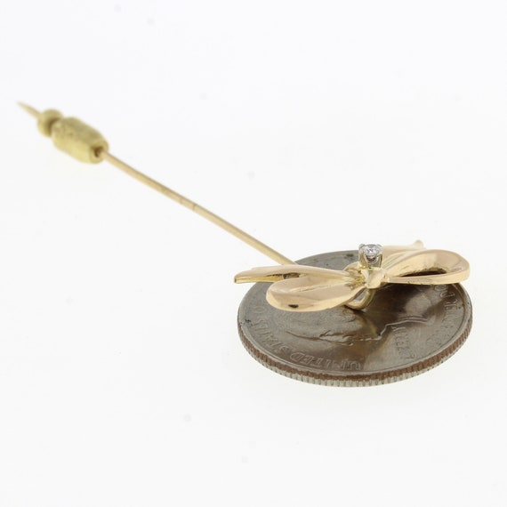 Vintage Diamond Bow Brooch Pin 18K Yellow Gold 2.… - image 5