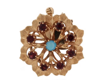 Vintage Blumen Opal Granat Halskette Verschluss 14K Gelbgold Groß 1,15 ”Box Verschluss