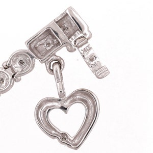 0.35 TW Diamond Round Link Tennis Bracelet 10K White Gold Heart Charm Accent 7 image 7