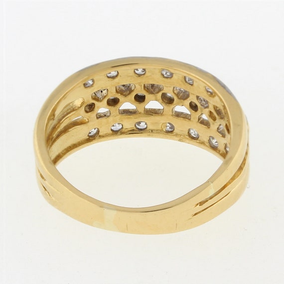 22K Yellow Gold 916 Vintage 3-Row Diamond Ring 0.… - image 4