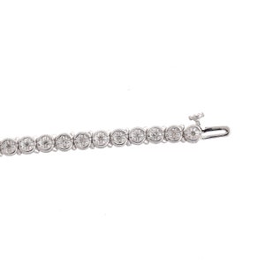 0.35 TW Diamond Round Link Tennis Bracelet 10K White Gold Heart Charm Accent 7 image 5