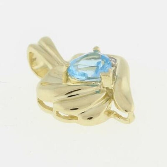 Estate Heart Shape Blue Topaz Gemstone Diamond Pe… - image 3