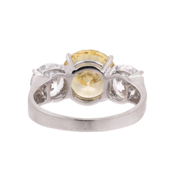 3-Stone Yellow & White Cubic Zirconia Ring 14K Wh… - image 4