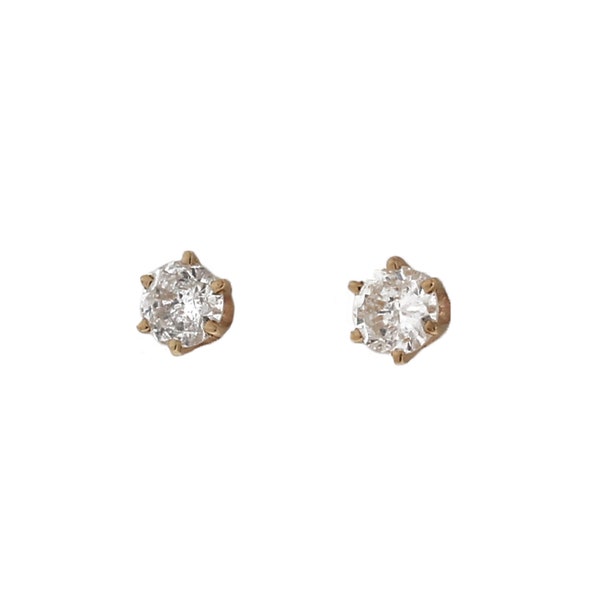 Round Diamond Stud Earrings 14K Yellow Gold 0.70 CTW 6-Prong Setting Screw Backs