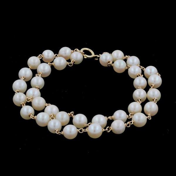 Genuine Freshwater Pearl Double Woven Bracelet