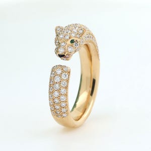 Cartier 18k Yellow Gold Diamond Panthere De Cartier Ring Size 52 Size 6us Estate