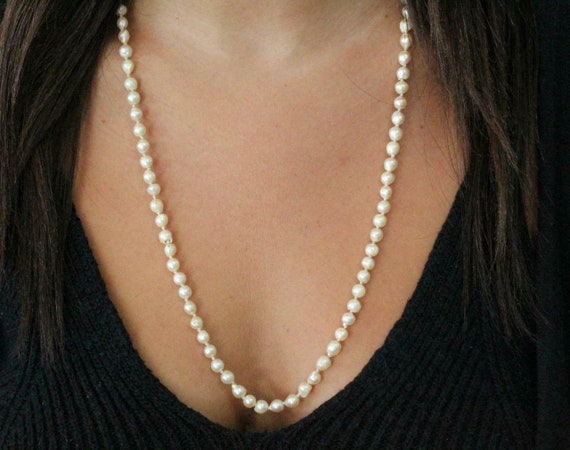 Vintage Freshwater Pearl Necklace Baroque 14K Whi… - image 2