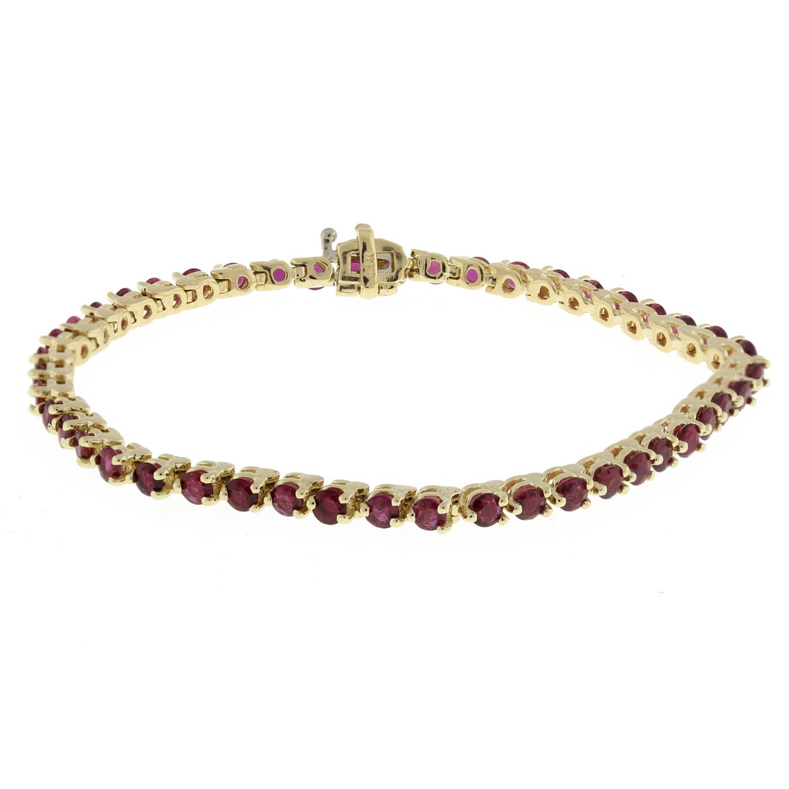Vintage Ruby Gemstone Tennis Bracelet 14K Yellow Gold 6.90 CTW Etsy