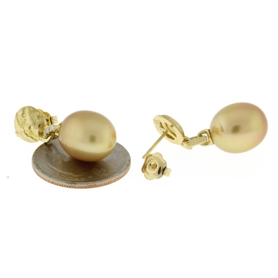 Yvel Golden Pearl Diamond Gold Nugget Drop Dangle… - image 5