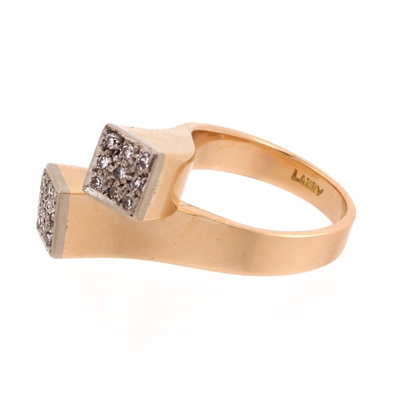 0.50 CTW Diamond Square Bypass Ring 14K Two-Tone … - image 6