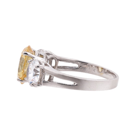 3-Stone Yellow & White Cubic Zirconia Ring 14K Wh… - image 3