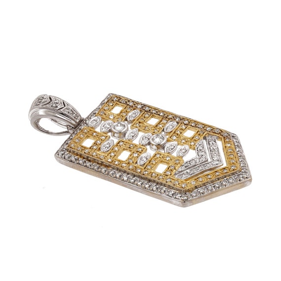 Diamond Shield Pendant 18K Two-Tone Gold 2.00 CTW… - image 3