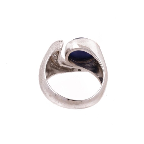 Synthetic Star Sapphire Diamond Moon Ring 14K W/G… - image 5