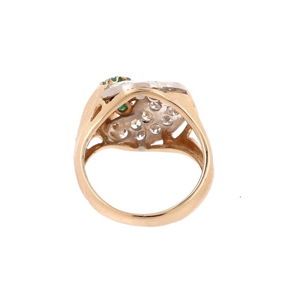 Emerald Diamond Ring Cocktail 14K Gold 0.68 CTW S… - image 5