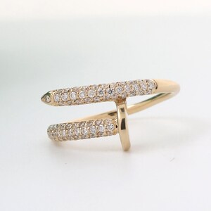 Diamond 14k Yellow Gold 3d Nail Ring 0.75 Tw Size 7.25 Ladies Estate
