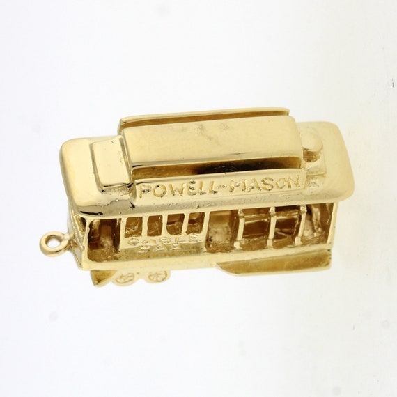 Vintage Cable Car Charm Pendant 14K Yellow Gold "… - image 1