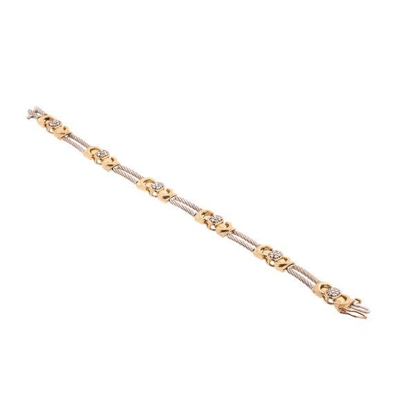 Diamond Cable Link Station Bracelet 14K Gold 0.84… - image 4
