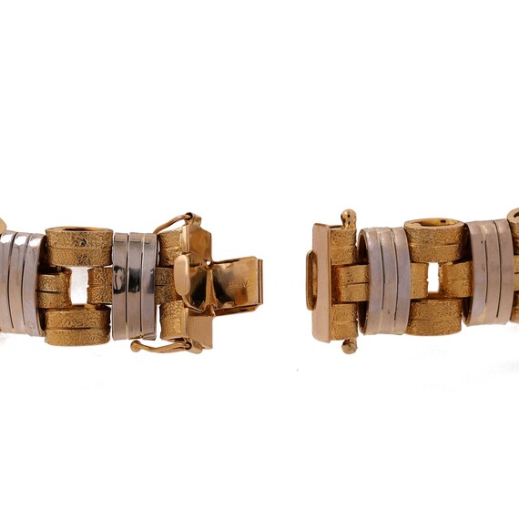 Fancy Link Wide Chain Bracelet 14K Italian Two-To… - image 6