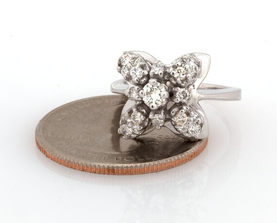 Floral Diamond Ring 14K White Gold 0.50 CTW Natur… - image 6