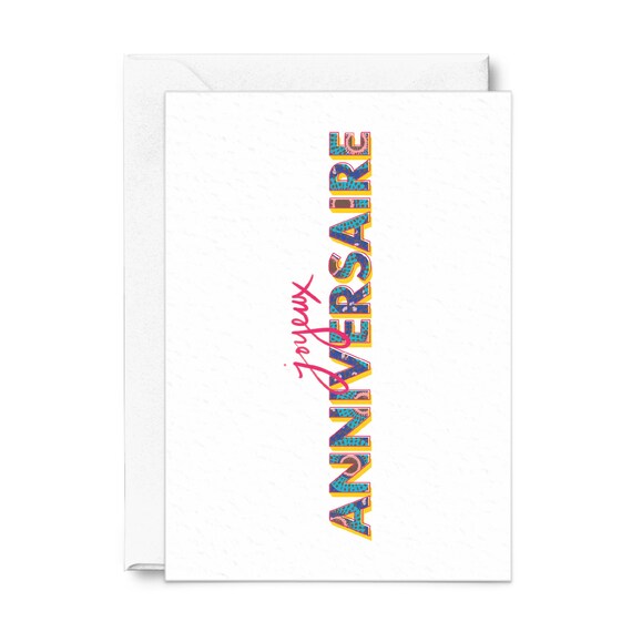 Joyeux Anniversaire Carte Joyeux Anniversaire Card French Etsy