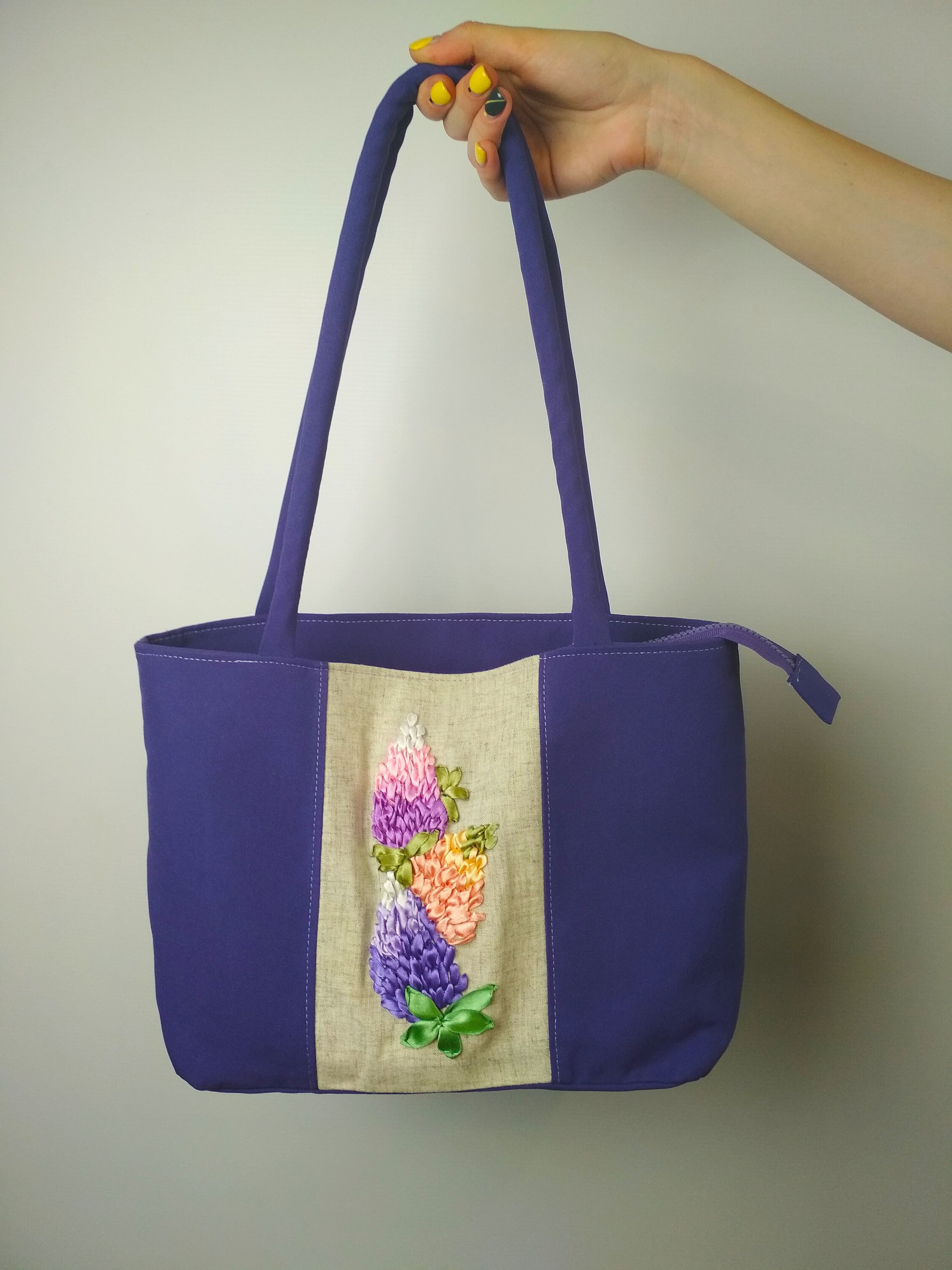 Purple flowers bag Ladies handbag Embroidery women bag Purple Etsy