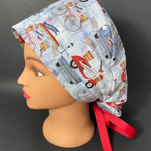 Vintage Independence  Day Surgical Ponytail Scrub Hat OR Surgeon Scrub Cap RDH Health Care Chef Dental Nurse  RockyBottomDesigns
