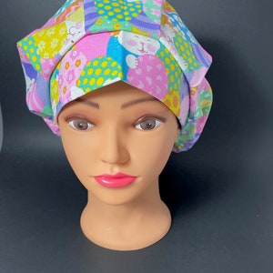 Easter Bunny and Egg Bouffant Surgical Hat OR Surgeon Cap Full Hair Covering RDH Dental  Hospital Hat Hair Covering RockyBottomDesigns