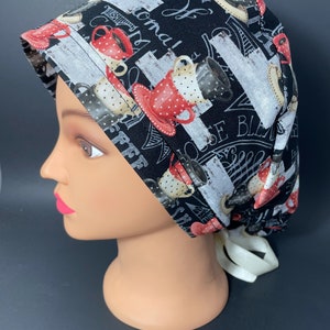 On a Coffee Break!!!Surgical Cap OR Surgeon Hat Ponytail Scrub Caps for short, medium/ long hair nurses RDH XRay Tech medical professionals