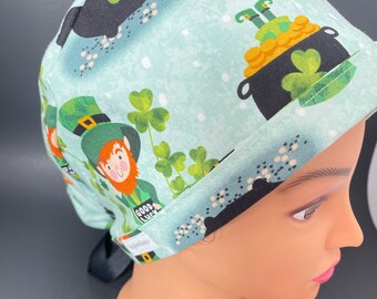 Leprechaun St Patricks Day Surgical Ponytail Scrub Hat OR Scrub Cap Surgeon Hair Covering Chemo Dental ER Health Care ICU RockyBottomDesigns