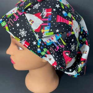 Christmas Gnomes Bouffant Surgical Hat Scrub Cap OR Surgeon  Dentist  Hair Covering Nurse Techs Vet Chemo RDH RockyBottomDesigns