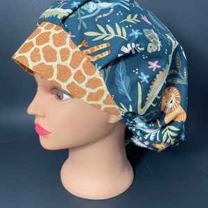 Animal Safari  Bouffant Surgical Hat Scrub Cap OR Surgeon Nurse Cap CST Techs Vet Chemo RDH