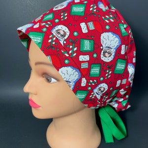 Christmas  Friends Surgical Ponytail Scrub Hat OR Surgeon Christmas Cap Nurse RDH CNA  Dentist Chemo RockyBottomDesigns