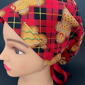 Christmas Gingerbread Man Surgical Ponytail Scrub Hat OR Surgeon Cap Nurse RDH Dentist Chemo RockyBottomDesigns