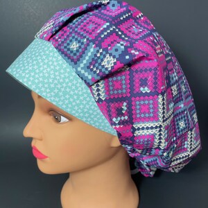 Refractions in Violet Bouffant Surgical Hat Scrub Cap OR Surgeon Nurse Cap CST Techs Vet Chemo RDH RockyBottomDesigns Teal Burgundy