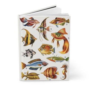 Colorful Fishes A5 Hardcover Journal, Lined Pages Notebook for Writing, Matte Diary, Fish Lovers, Journaling Gift for Kids and Adults