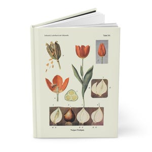 Tulips and Autumn Crocus Charts, Hardcover Journal Matte, Botanical Notebook, Fall Flower Diary, Gardener Gift, Nature Lover Gift