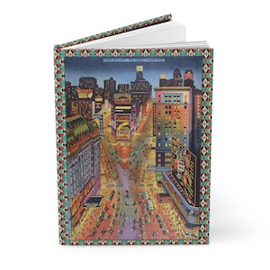 Times Square Hardcover Journal Matte, NYC Map Design Notebook, Travel Diary, Memory Book, Writing Pad Journal