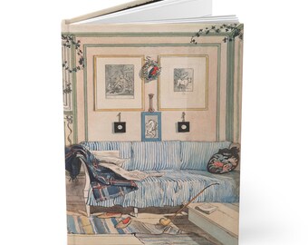 Lazy Corner Notebook, Hardcover Journal, Carl Larsson Design, Cozy Reading Notebook, Gift for Book Lover, Matte Diary, Journaling Gift