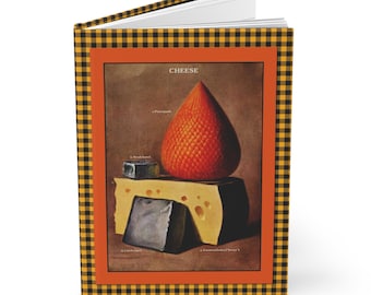 Cheese Notebook, Hardcover Journal Matte, Food Notebook, Foodie Gift, Dairy Lover Diary, Kitchen Recipe Book, Cute Planner