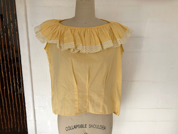 Butter Yellow Eyelet Ruffle Shoulder 1pc