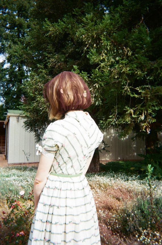 Vintage 1950s Pink Flower Print Dress - image 7