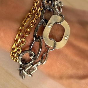 Multi strand chain bracelet,mix chains bracelet,mixed metal bracelet.