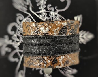 LONG SNAKE MOAN black + brown vegan unisex ring