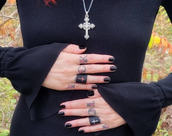 REDEMPTION handstitched vegan leather crucifix ring