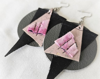 BROKEN MAN oversized vegan leather geometric statement earrings